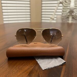 Ray-Ban Gold Frame Sunglasses with Brown Gradient Lenses